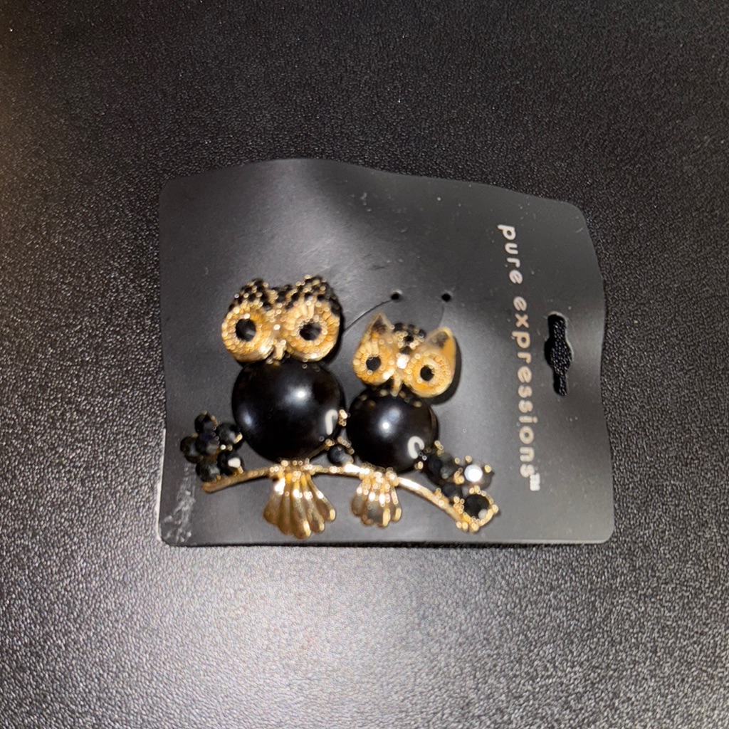 Expressions Gold And Black Owl Brooch